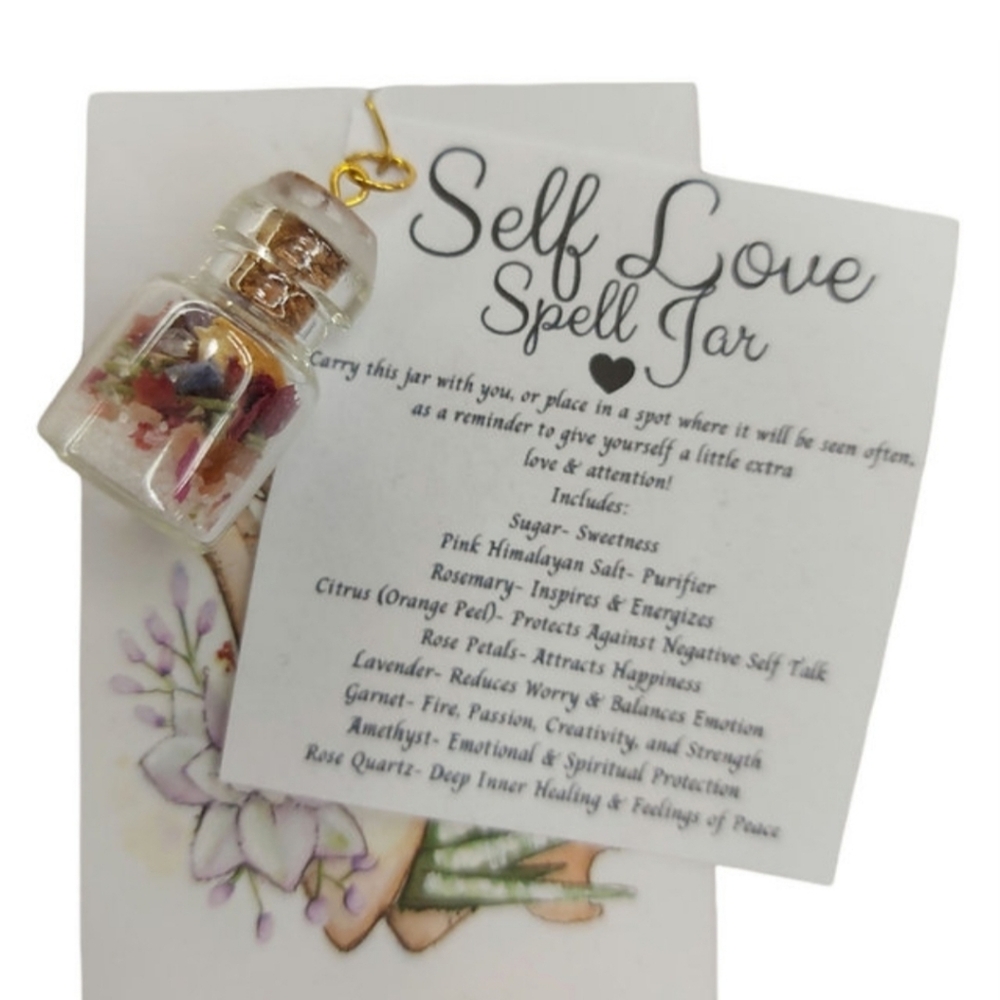 Self Love Spell Jar with Rose Petals and Crystals